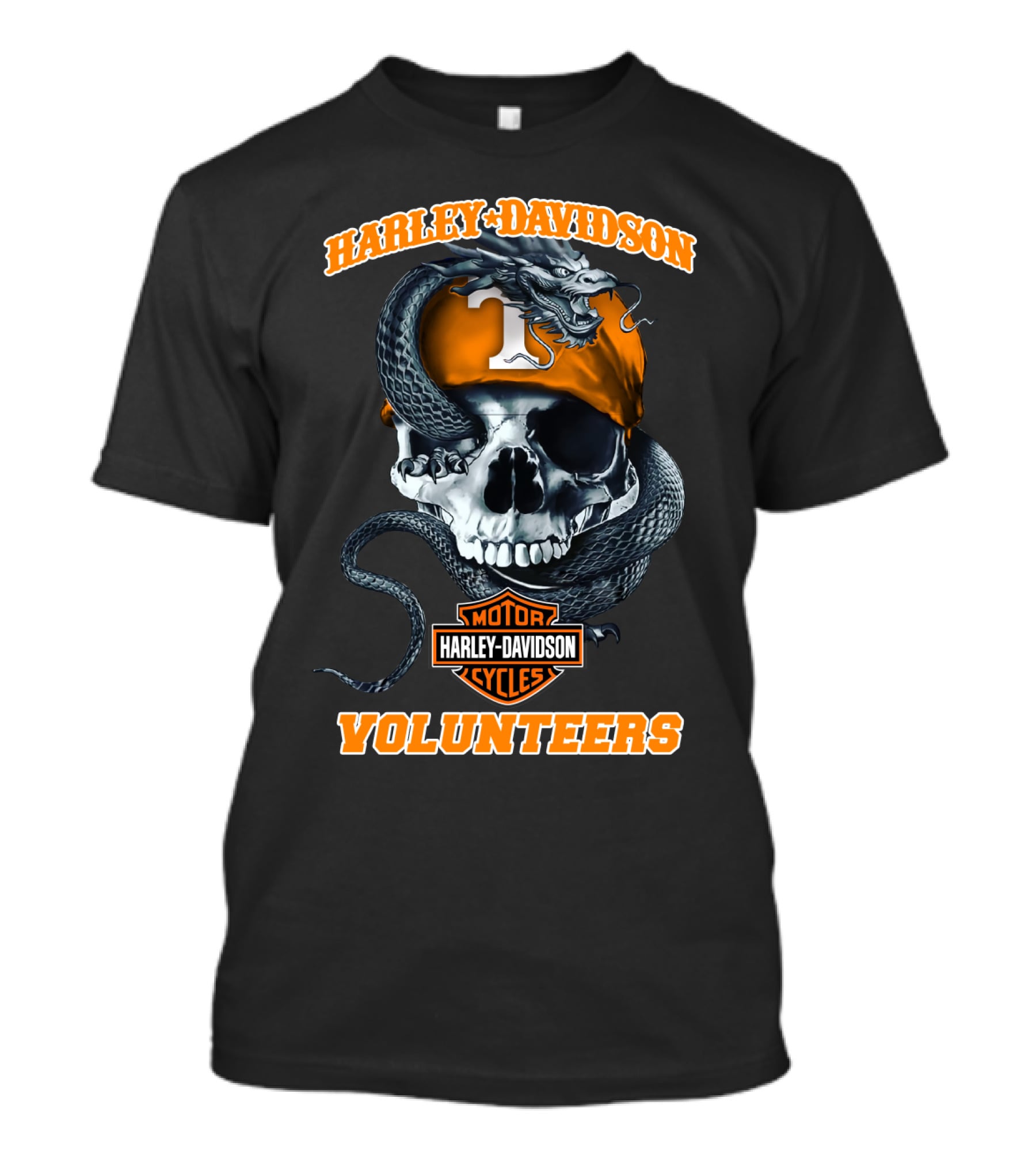 Harley Davidson Tennessee Volunteers Skull Dragon T-Shirt