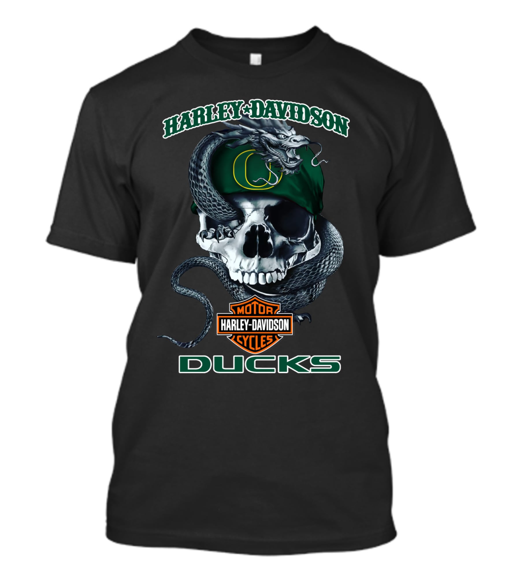 Harley Davidson Oregon Ducks Skull Snake Fusion T-Shirt