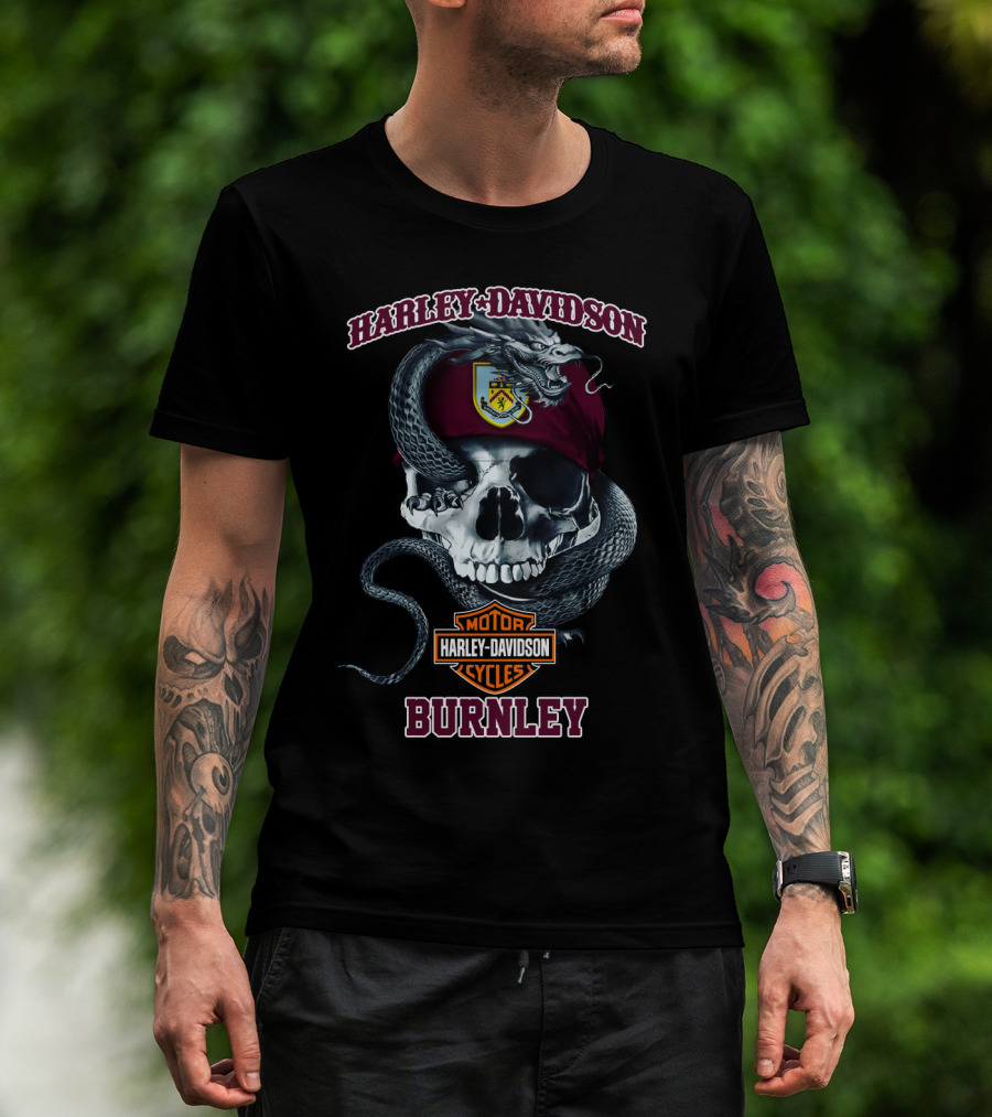 Harley Davidson Motor Cycles Skull Snake Burnley T-Shirt