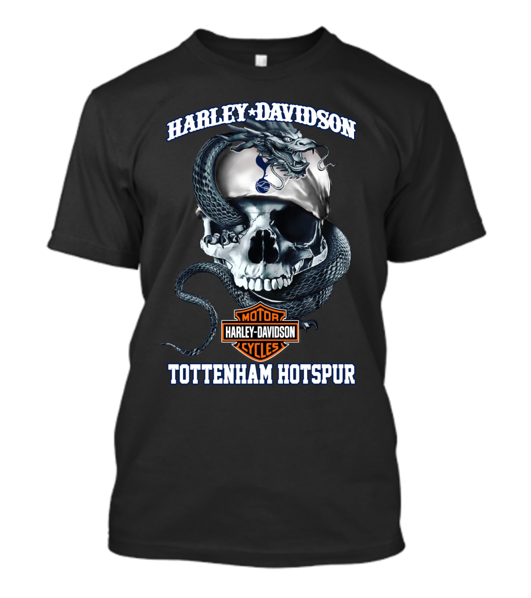 Harley Davidson Motor Cycles Skull Tottenham Hotspur T-Shirt