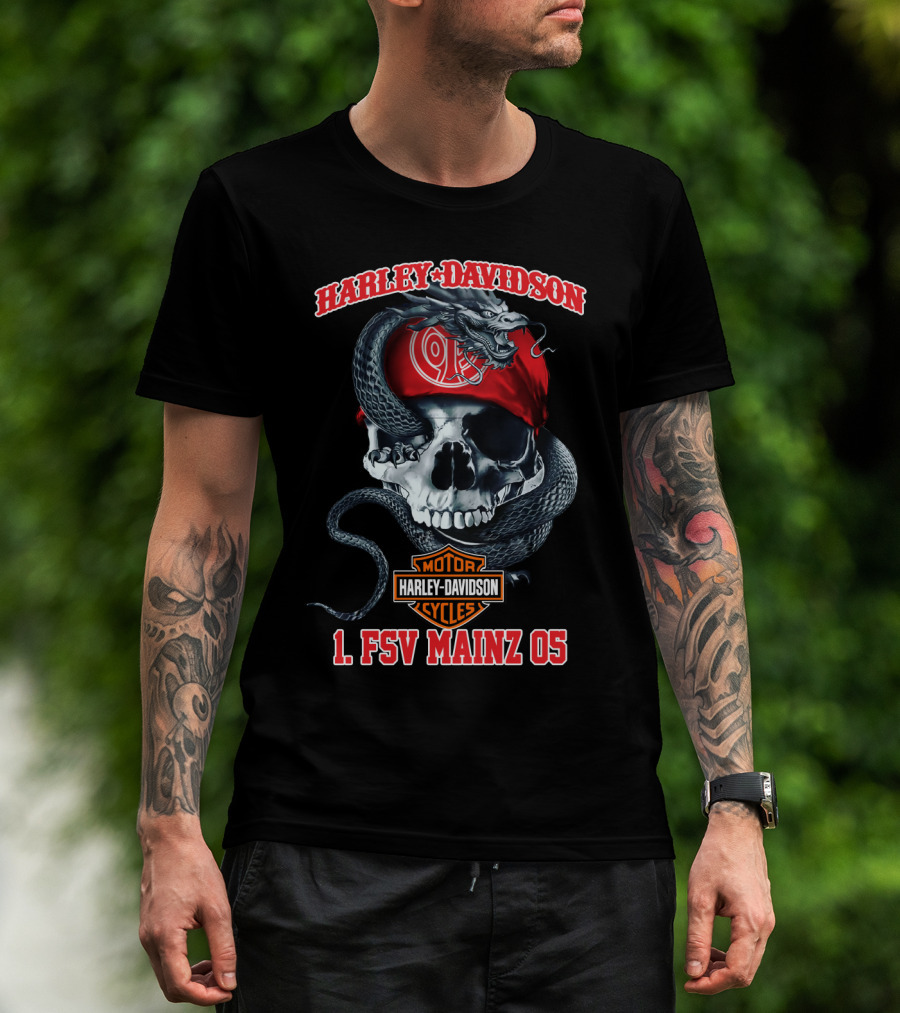 Harley Davidson Motor Cycles Skull Snake 1. Fsv Mainz T-Shirt