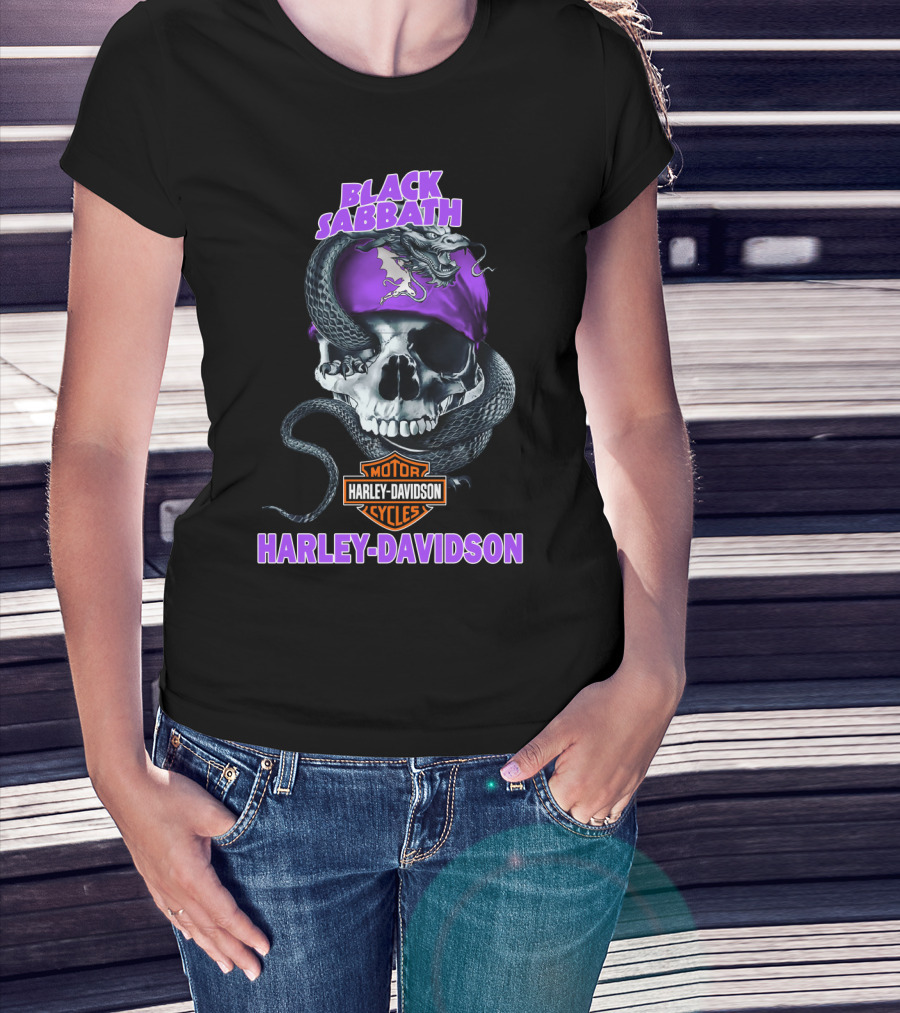 Black Sabbath Harley Davidson Skull Snake T-Shirt