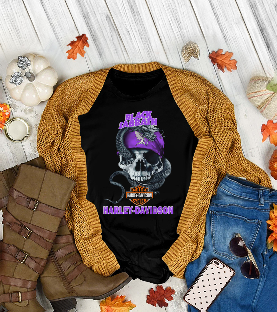 Black Sabbath Harley Davidson Skull Snake T-Shirt