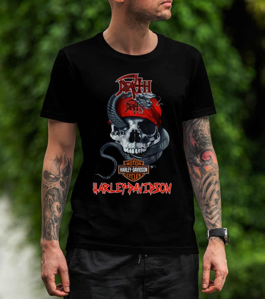 Death Skull Snake Harley Davidson Motorcycles T-Shirt