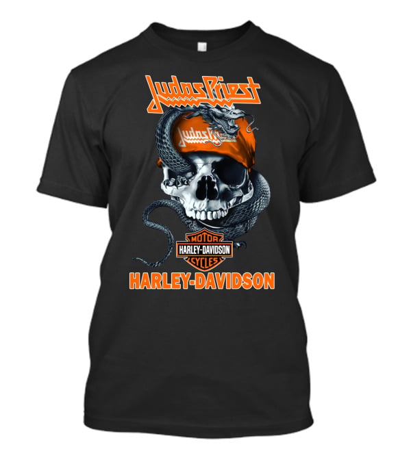 Judas Priest Harley Davidson Skull And Snake T-Shirt
