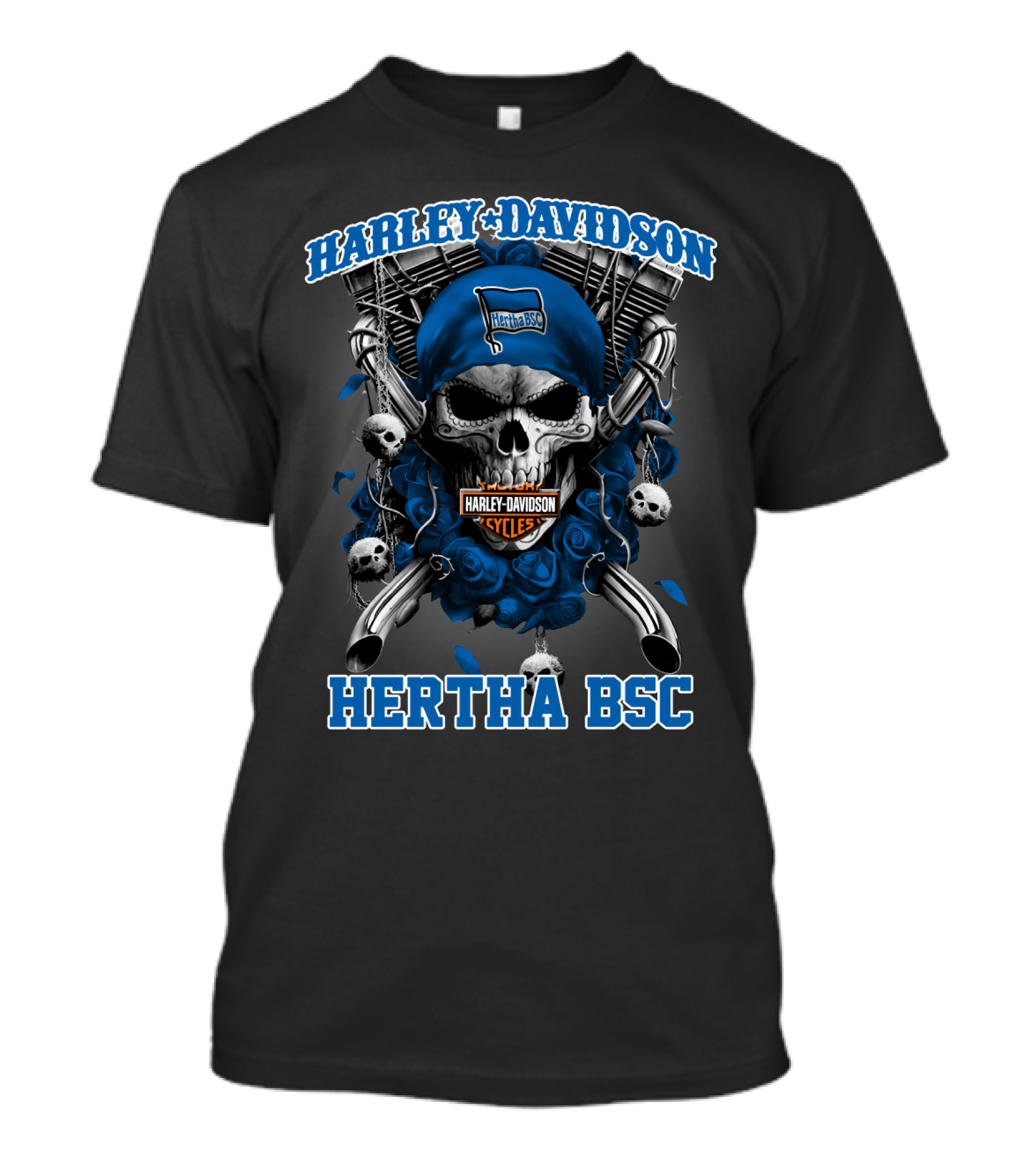 Harley Davidson Hertha Bsc Cycles Skull Flag T-Shirt