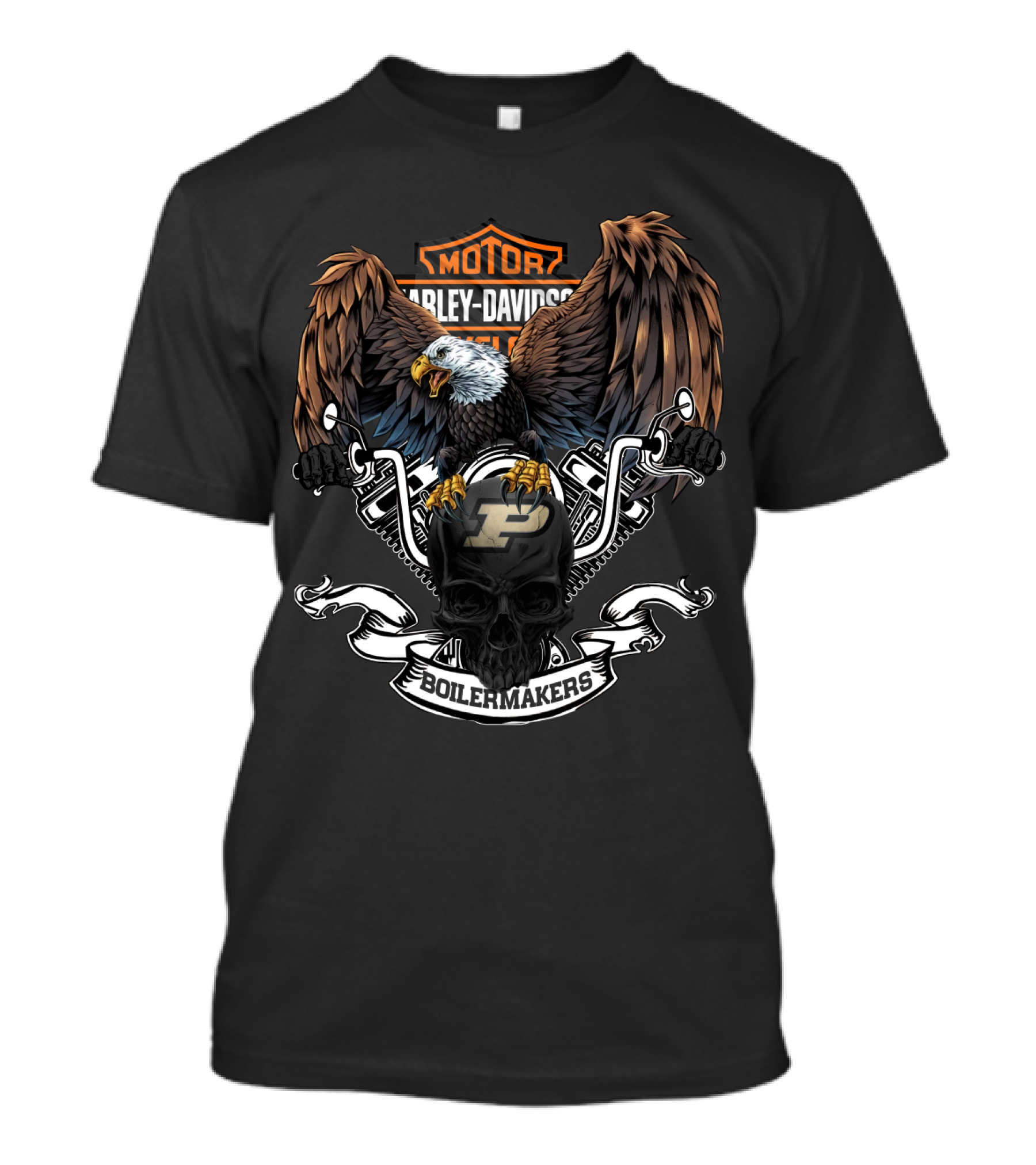 Motor Harley Davidson Cycles Eagle Skull Purdue Boilermakers T-Shirt