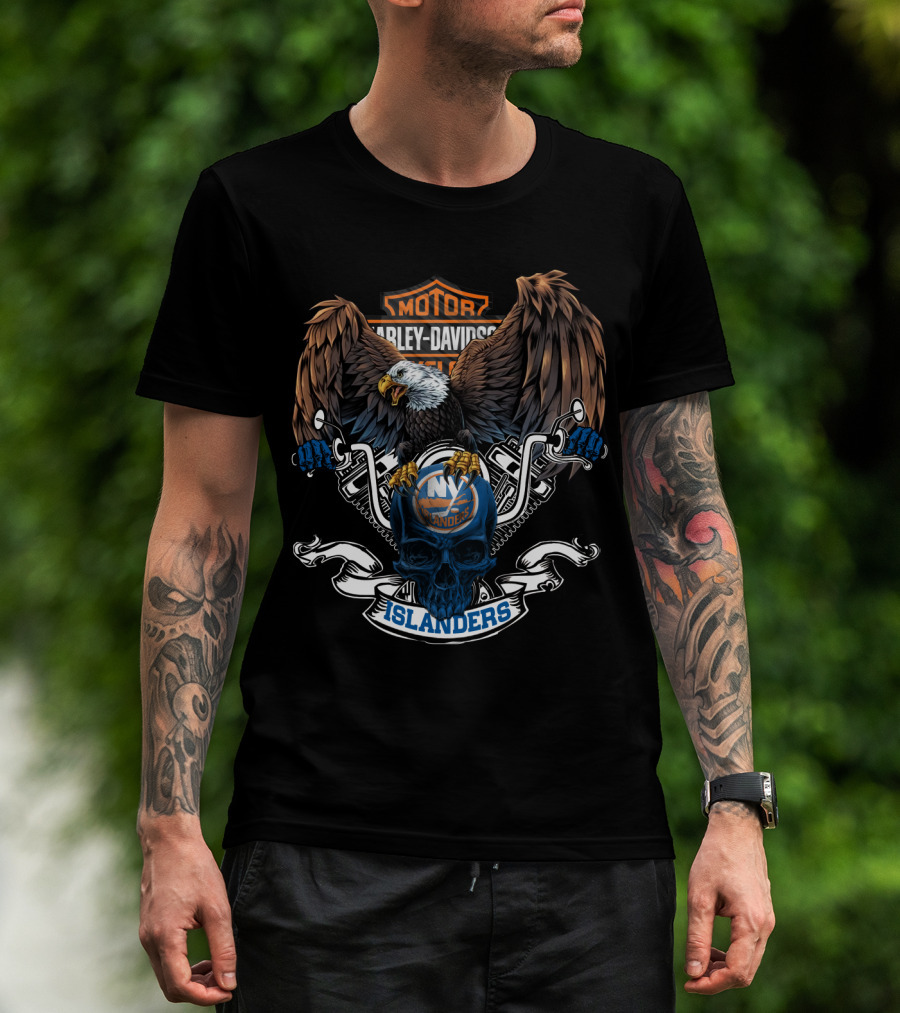 Harley Davidson Eagle Ny Islanders Nhl T-Shirt