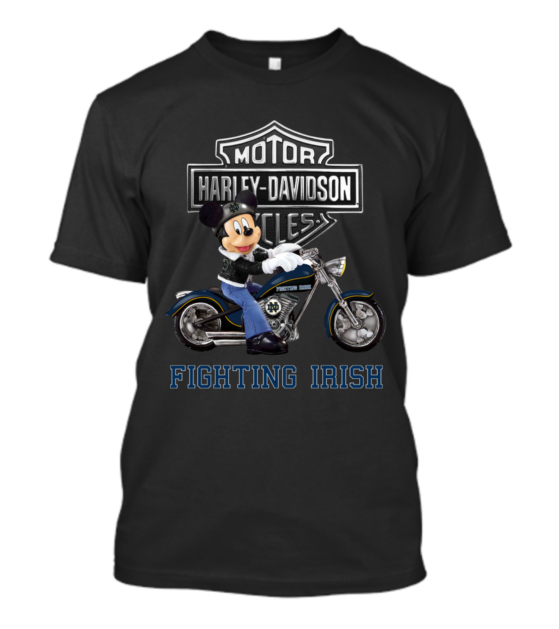 Mickey Mouse Harley Davidson Motorcycles Notre Dame Fighting Irish T-Shirt
