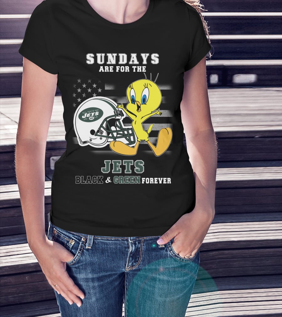 Sundays Are For The Jets Black & Green Forever Tweety T-Shirt