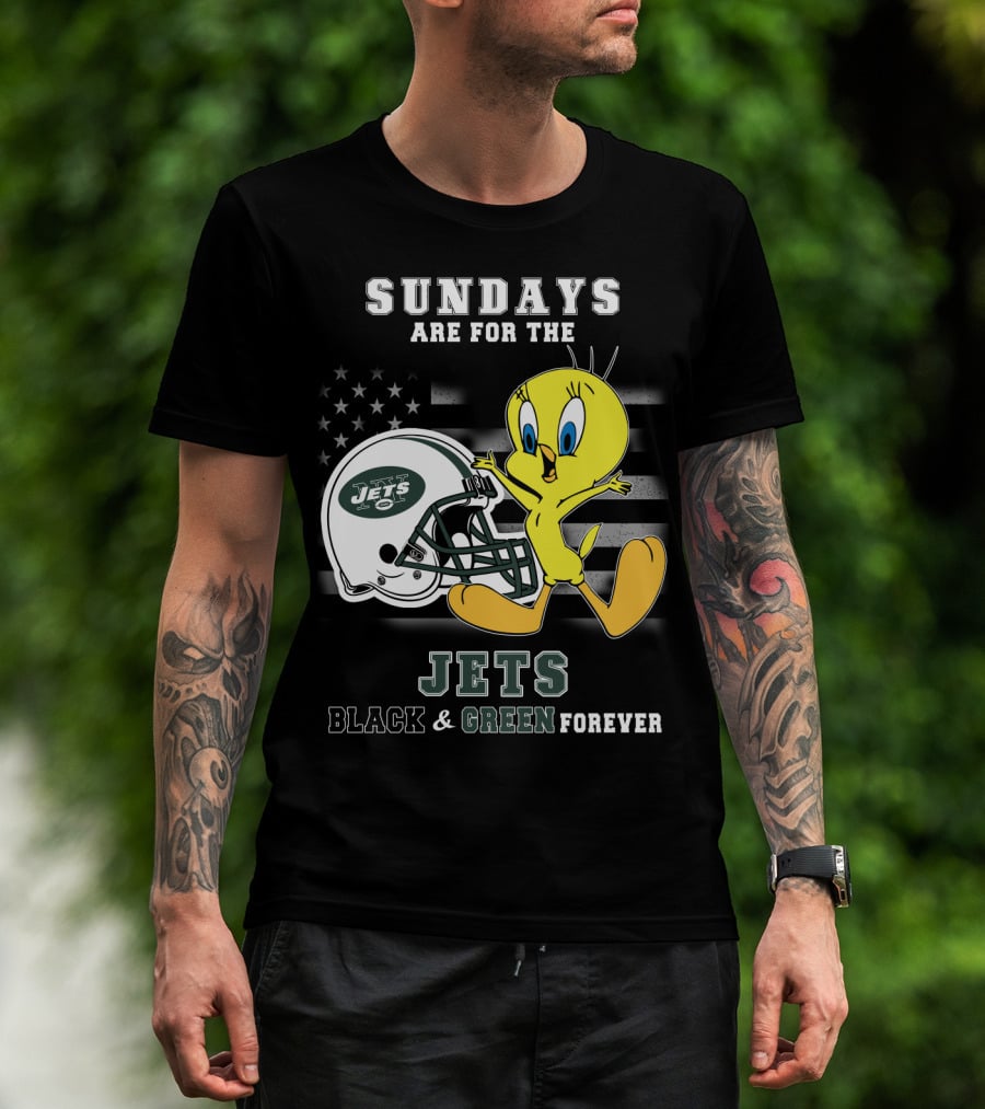 Sundays Are For The Jets Black & Green Forever Tweety T-Shirt
