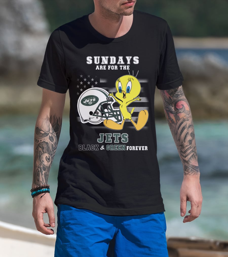 Sundays Are For The Jets Black & Green Forever Tweety T-Shirt
