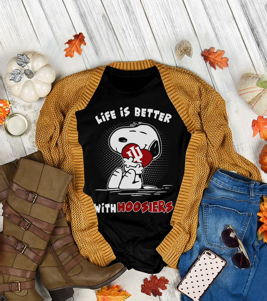 Life Is Better With Hoosiers Snoopy IU Heart T-Shirt