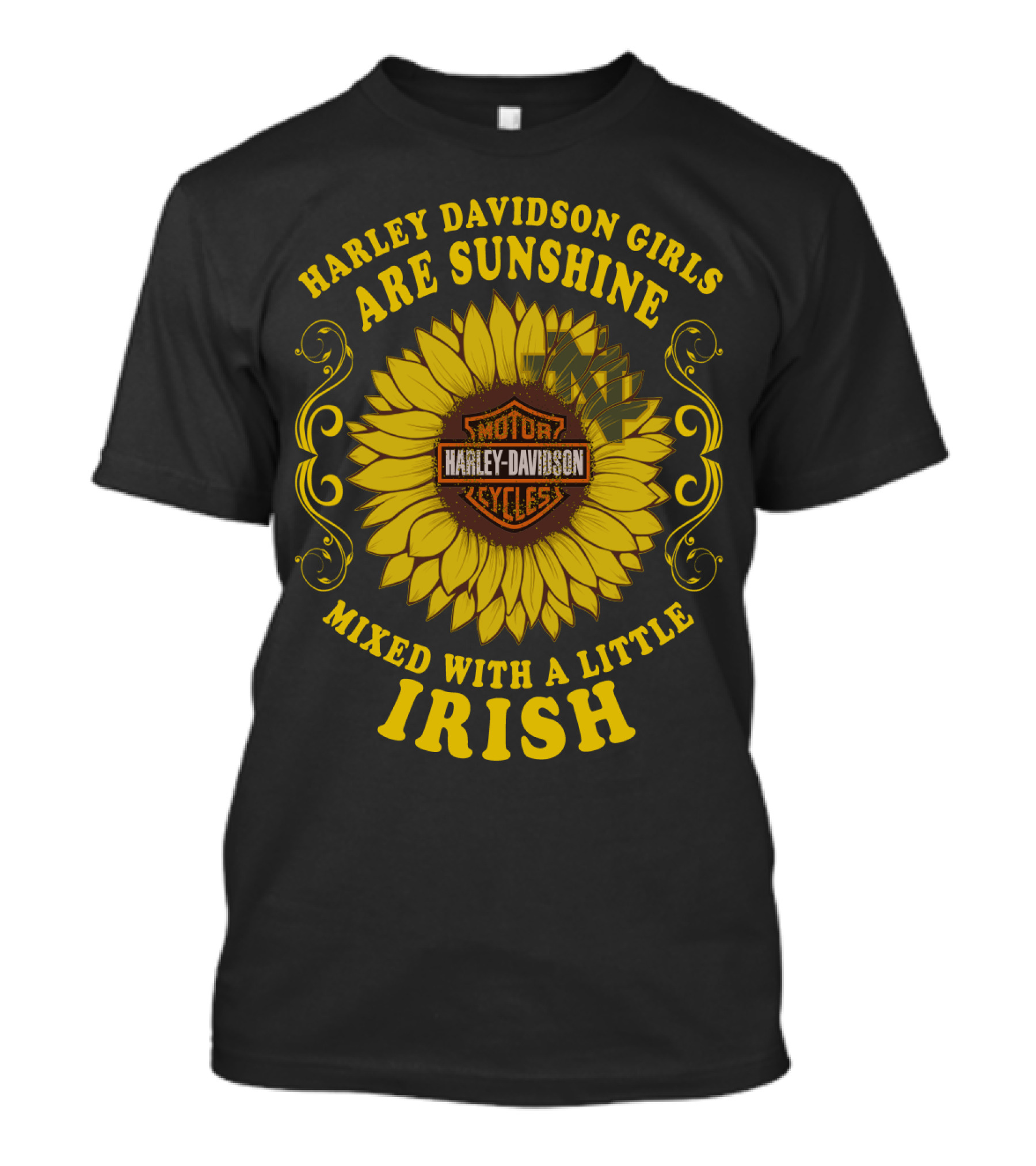 Harley Davidson Girls Are Sunshine Mixed With A Little Irish Motor Cycles T-Shirt