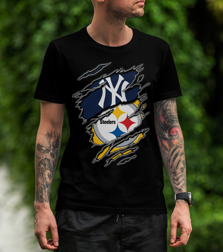 Yankees Steelers Fans Iconic Sports Logos T-Shirt