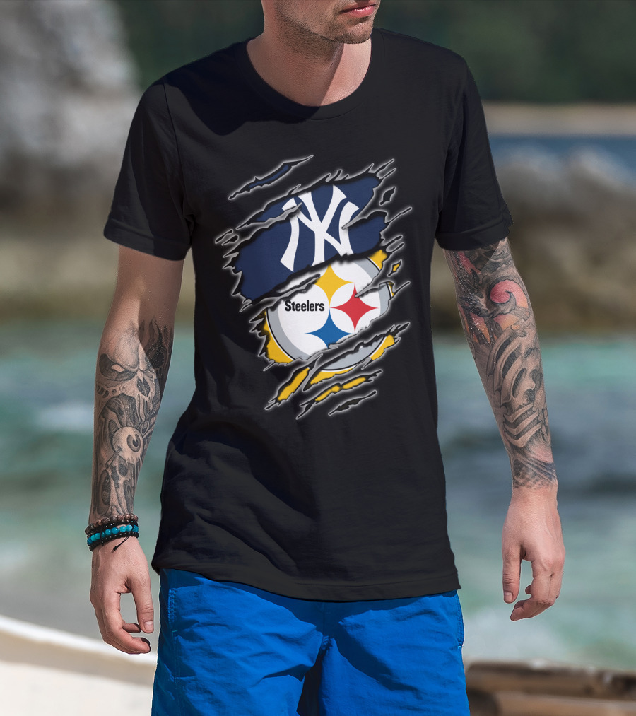 Yankees Steelers Fans Iconic Sports Logos T-Shirt