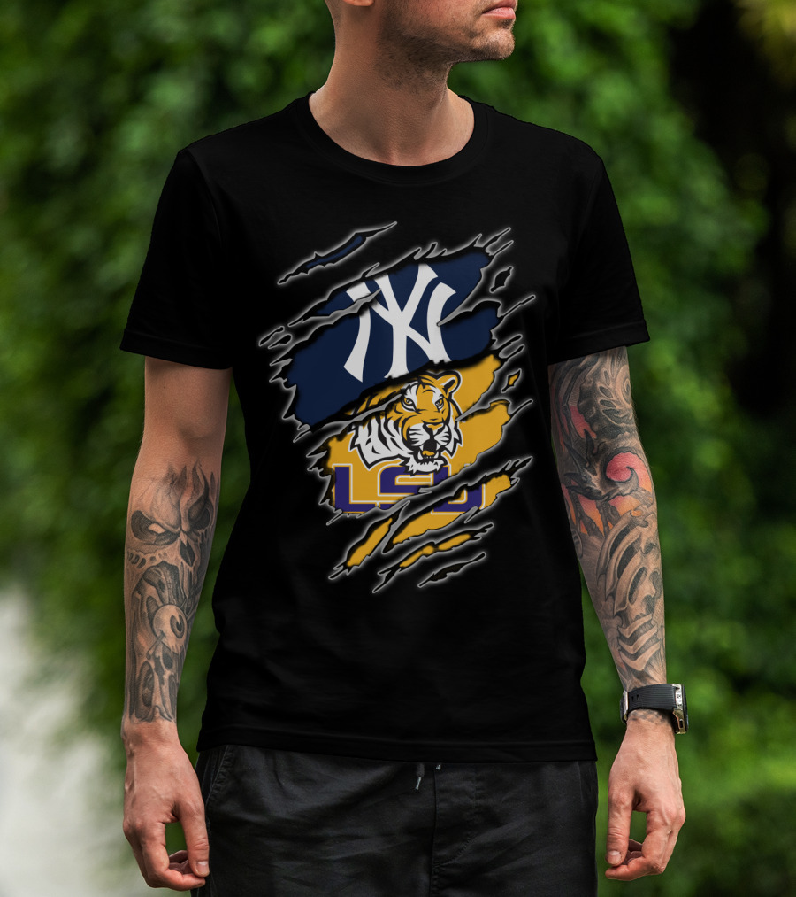 Yankees And Lsu Tigers Fan Fusion T-Shirt