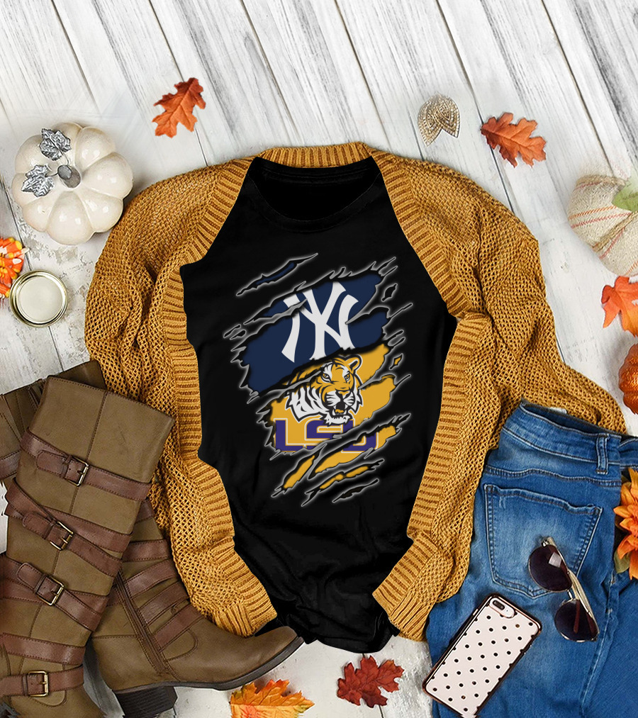 Yankees And Lsu Tigers Fan Fusion T-Shirt