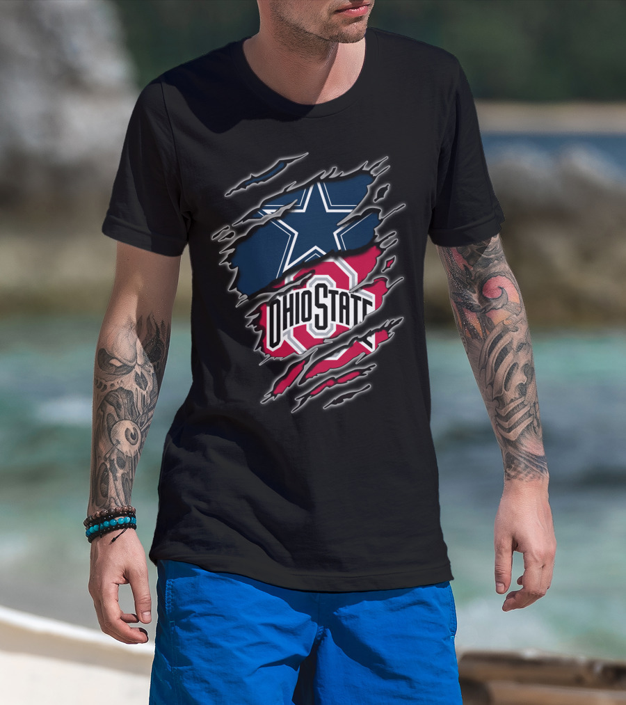 Dallas Cowboys Ohio State Buckeyes Fan Crossover T-Shirt