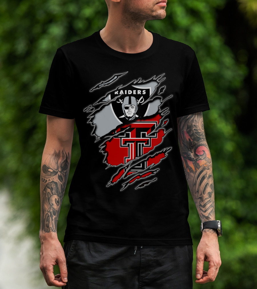 Las Vegas Raiders And Texas Tech Red Raiders Dual Fan Pride T-Shirt