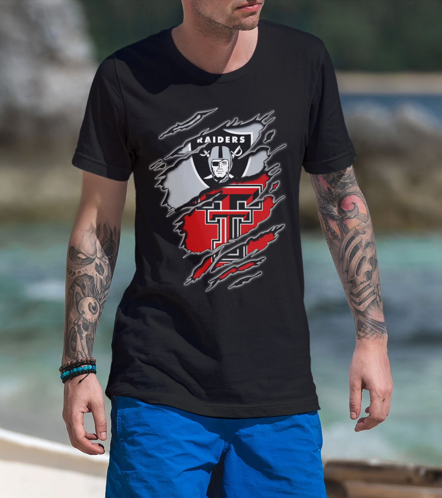 Las Vegas Raiders And Texas Tech Red Raiders Dual Fan Pride T-Shirt