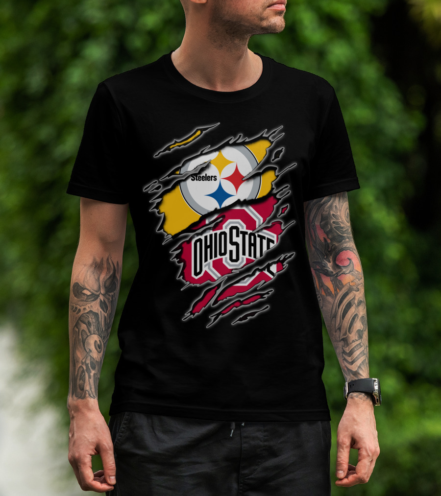 Steelers Ohio State Fan Crossover Claw Marks T-Shirt
