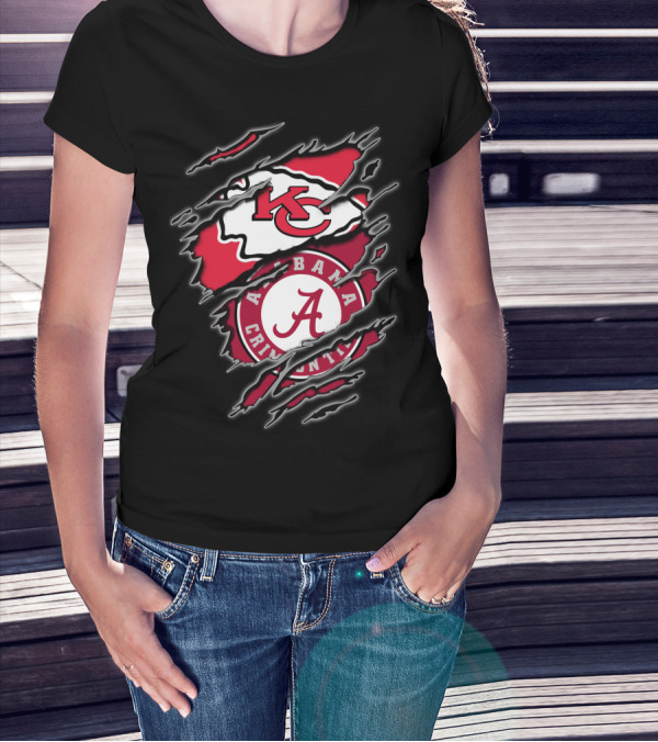 Alabama Crimson Tide Kansas City Chiefs Football Fans T-Shirt