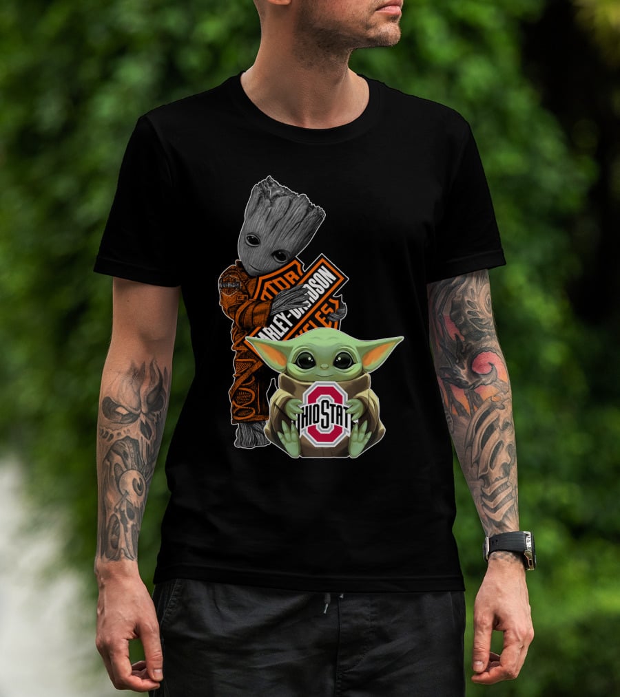 Harley Davidson Groot Ohio State Baby Yoda T-Shirt