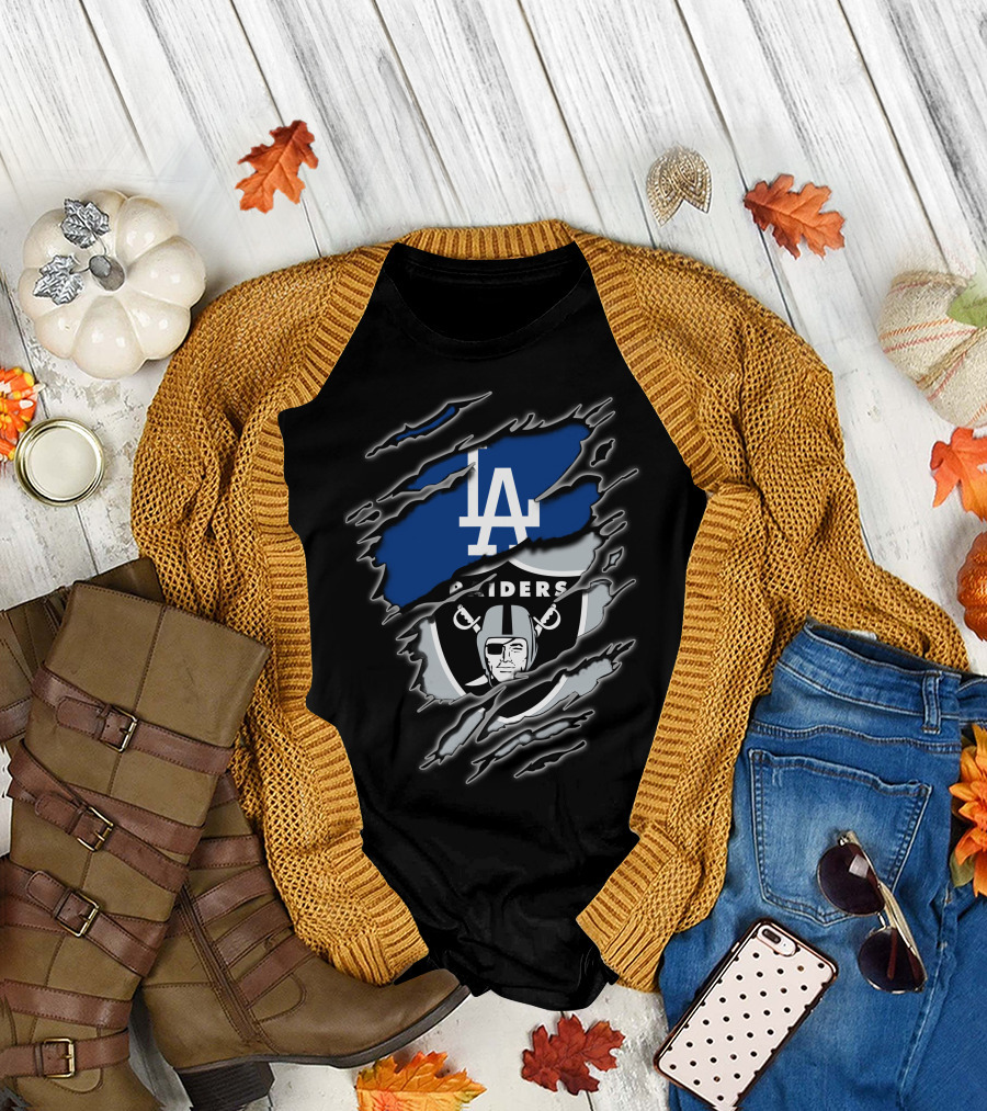 Los Angeles Dodgers Raiders Fan Mashup T-Shirt