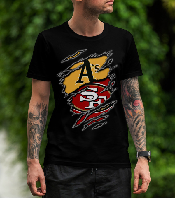 Oakland A's And San Francisco 49ers Fan Tribute T-Shirt