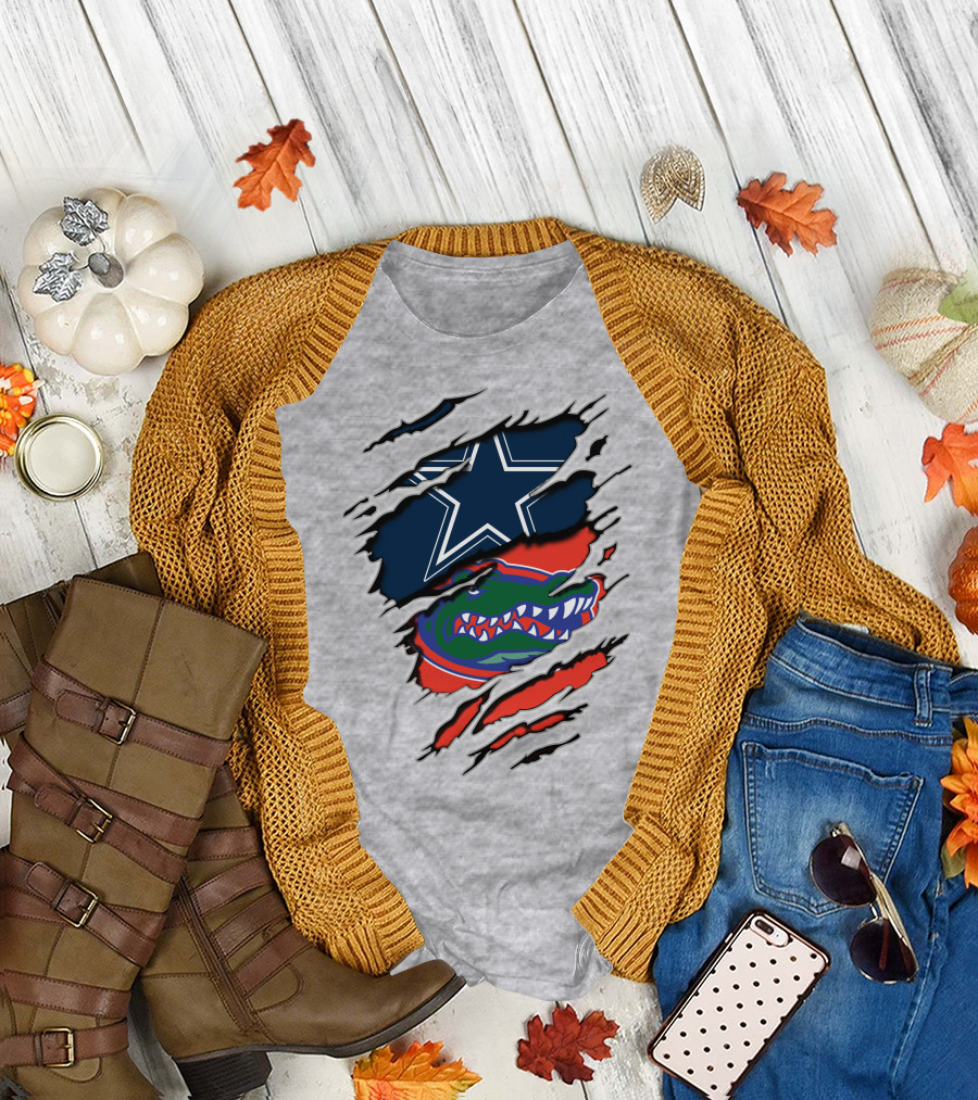 Dallas Cowboys Florida Gators Nfl College Football Mashup T-Shirt
