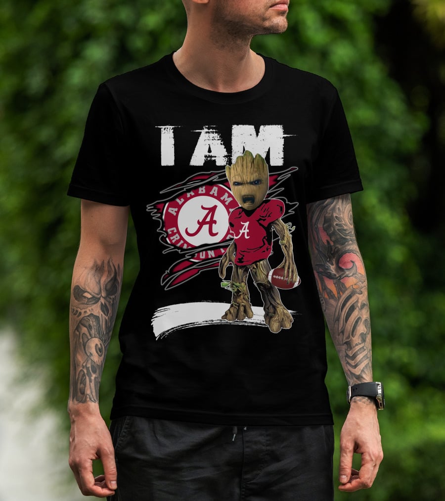 I Am Alabama Crimson Tide Football Fan Groot T-Shirt