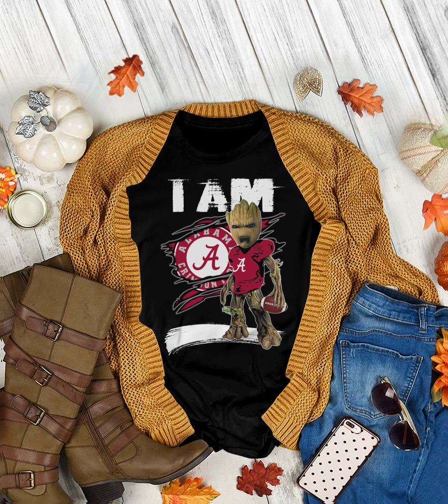 I Am Alabama Crimson Tide Football Fan Groot T-Shirt
