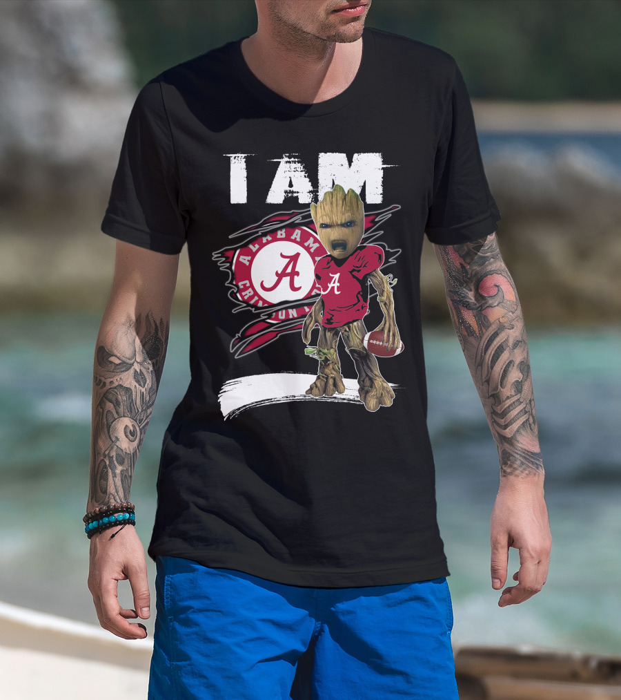 I Am Alabama Crimson Tide Football Fan Groot T-Shirt