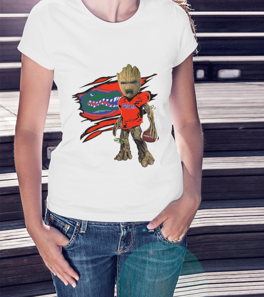 I Am Gators Fan's Football Groot With Alligator T-Shirt