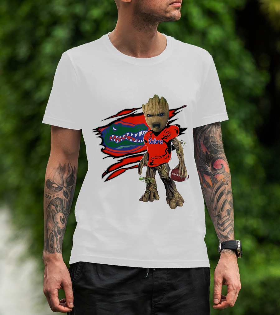I Am Gators Fan's Football Groot With Alligator T-Shirt