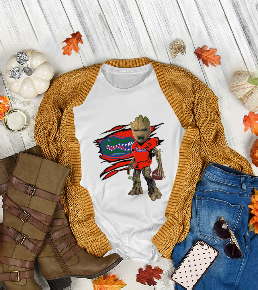 I Am Gators Fan's Football Groot with Alligator T-Shirt