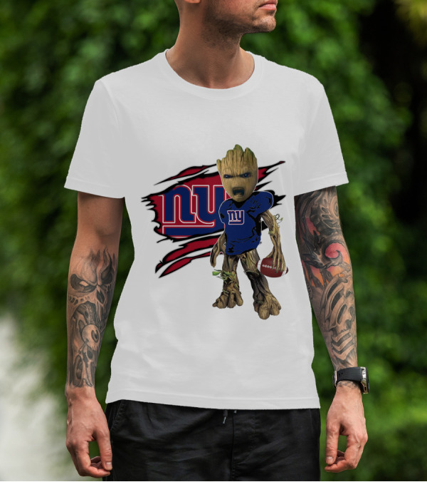 I Am Groot New York Giants Football Fan Mashup T-Shirt