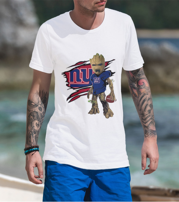 I Am Groot New York Giants Football Fan Mashup T-Shirt