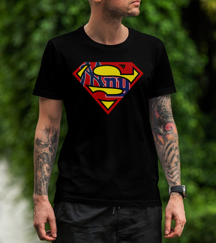 Yankees Giants Superman Logo Mashup T-Shirt