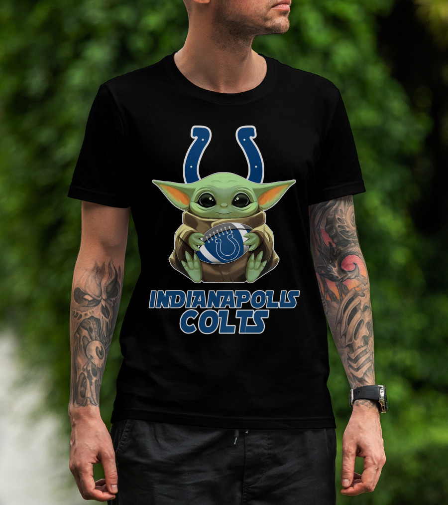 Indianapolis Colts Baby Yoda Football T-Shirt