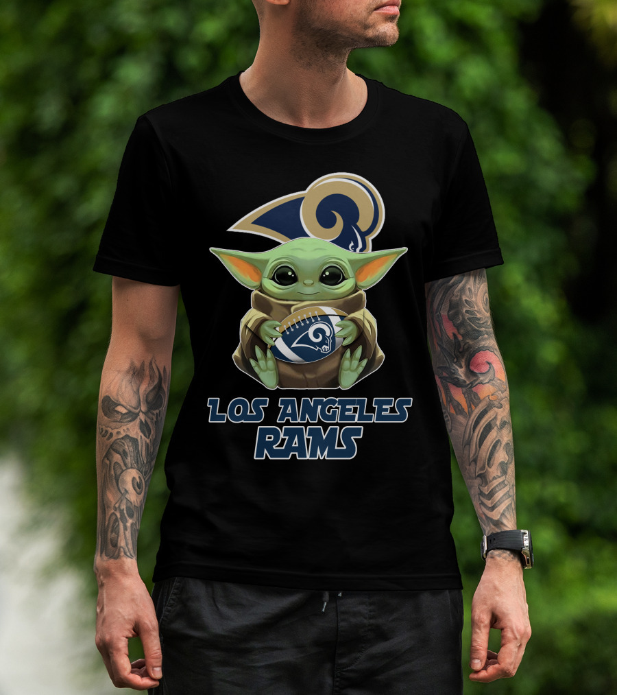 Los Angeles Rams Baby Yoda Football T-Shirt