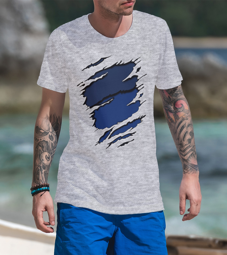 Cow Yan Blue Claw Marks T-Shirt