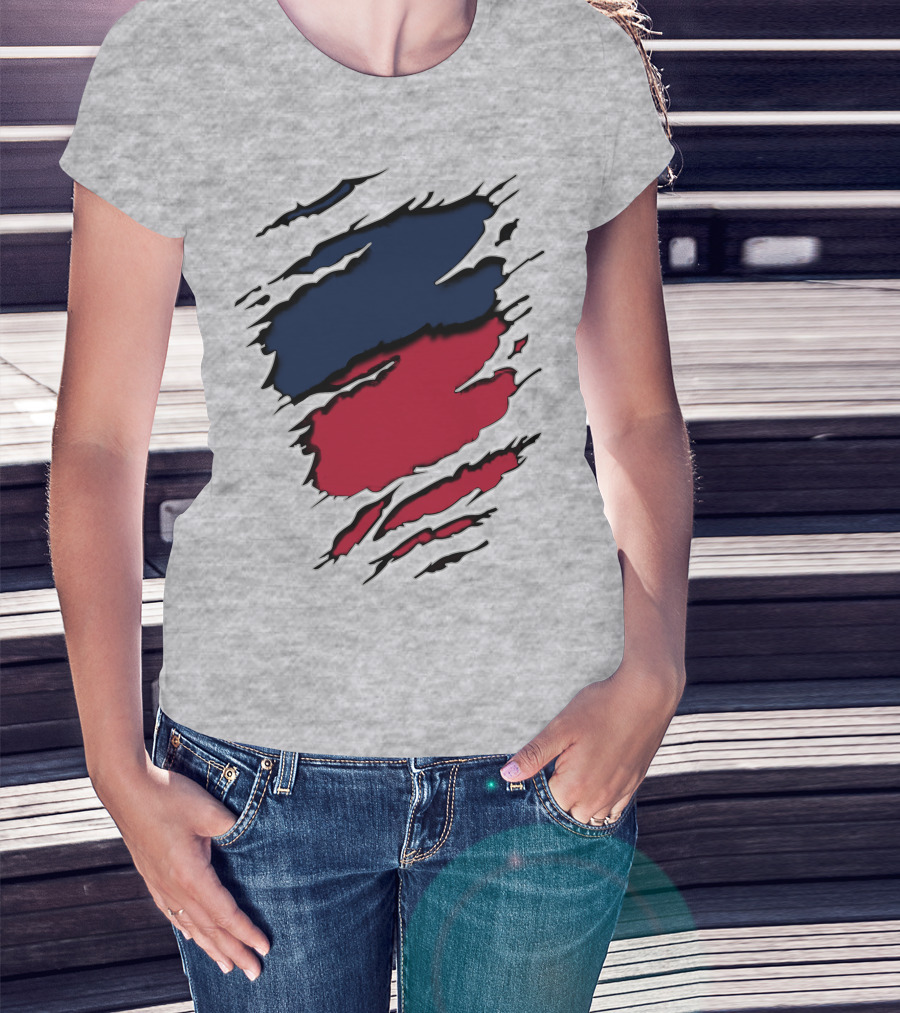 Yan Gia Blue And Red Claw Marks T-Shirt