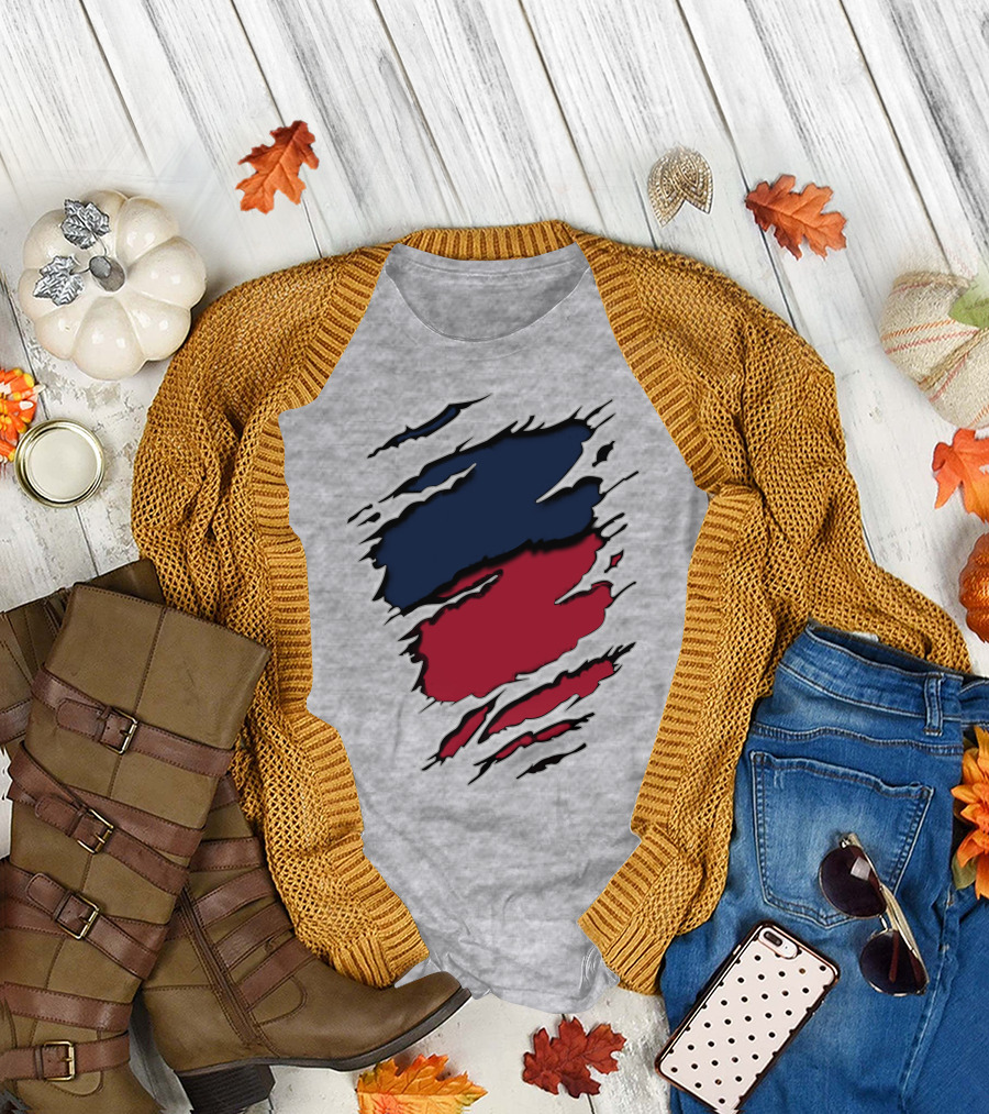 Yan Gia Blue And Red Claw Marks T-Shirt