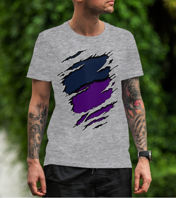 Yan Vik Blue And Purple Claw Marks T-Shirt