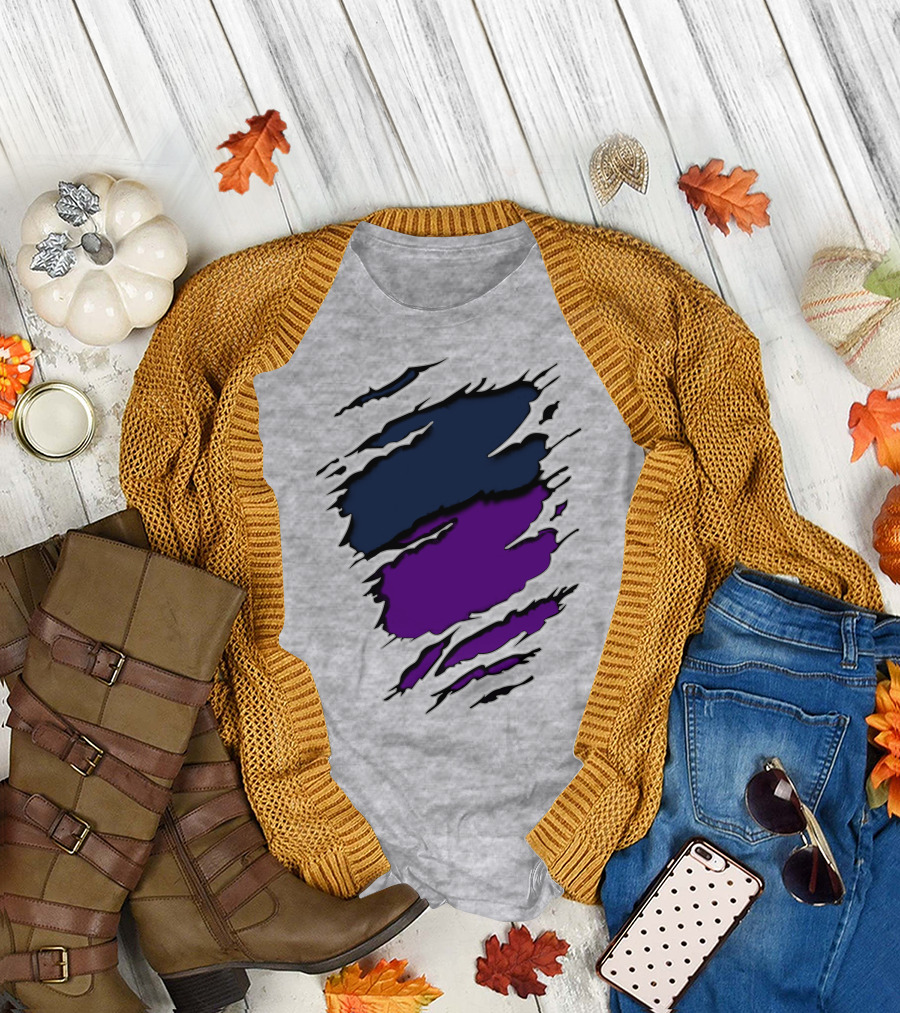 Yan Vik Blue and Purple Claw Marks T-Shirt