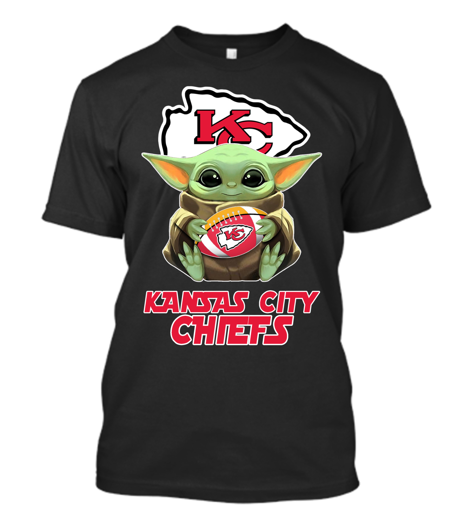Kansas City Chiefs Baby Yoda Football T-Shirt