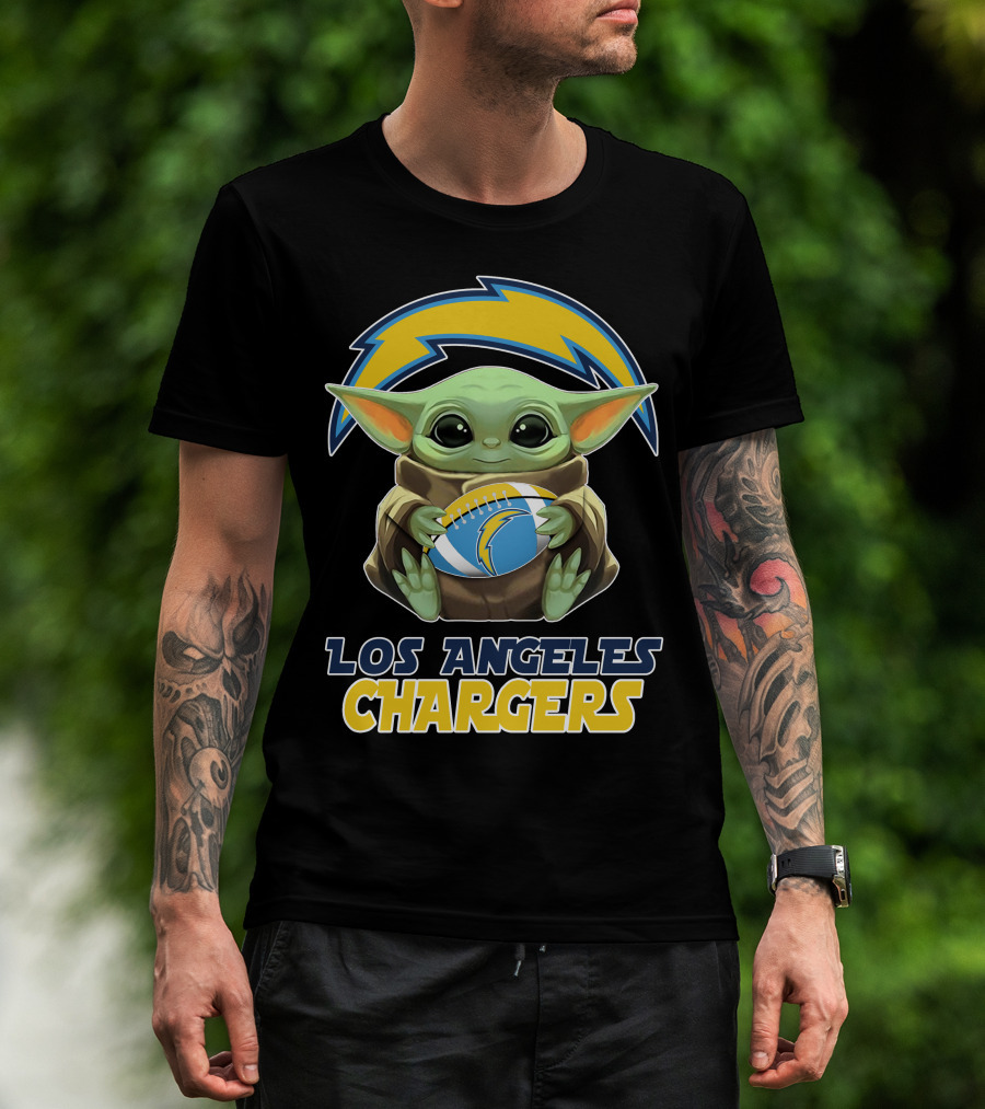 Los Angeles Chargers Baby Holding Football T-Shirt