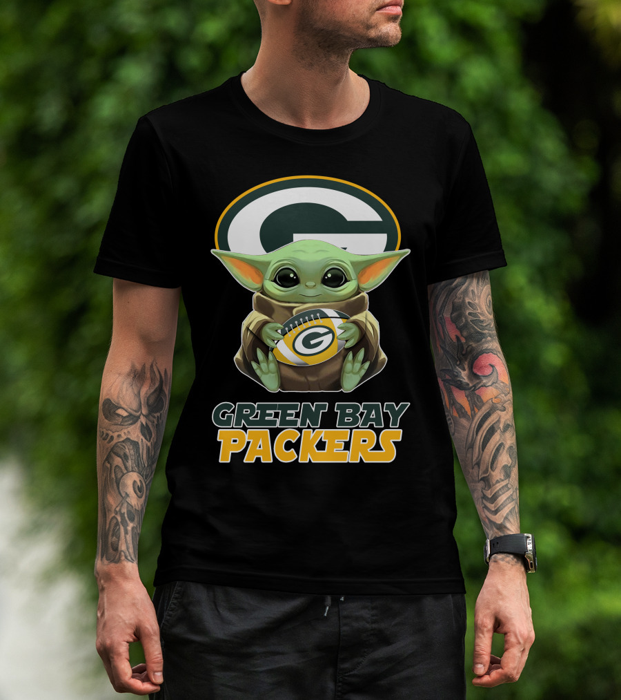 Green Bay Packers Baby Yoda Football T-Shirt